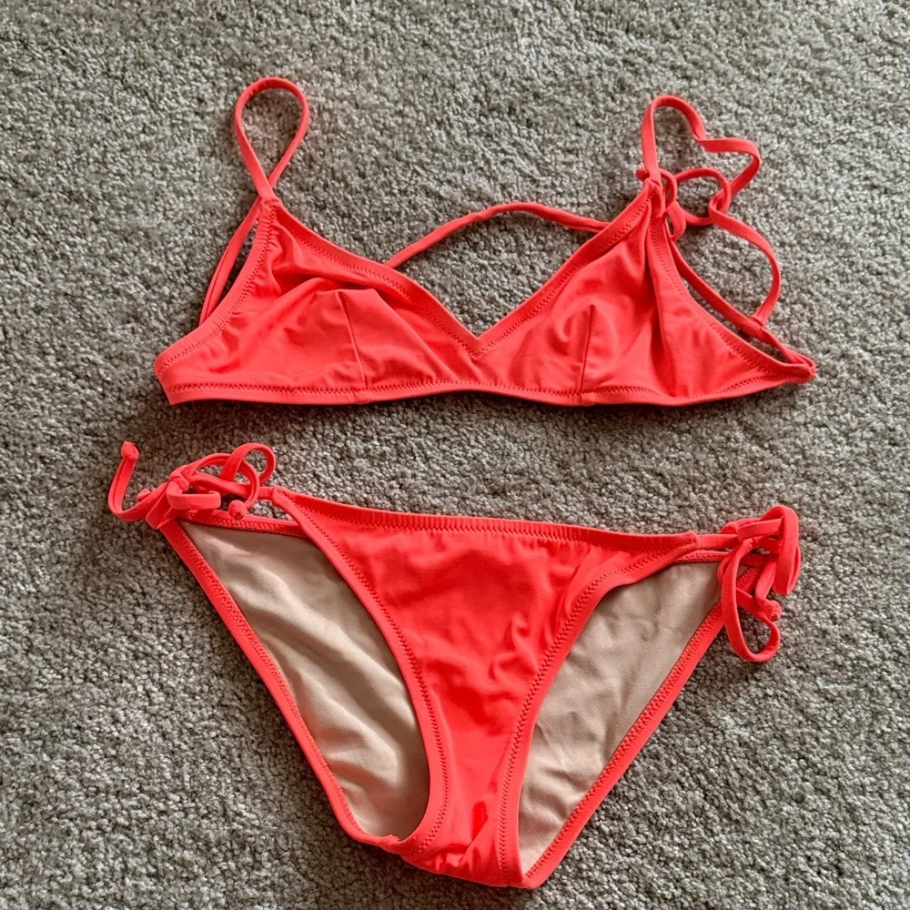 J. Crew Neon Coral Bikini - Picture 1 of 1
